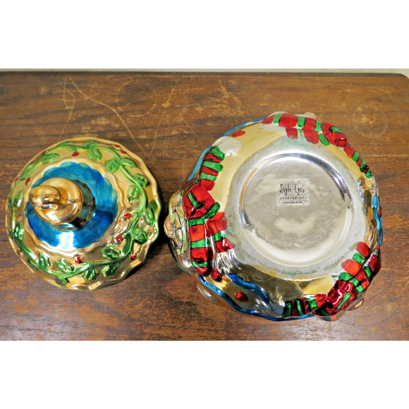 Style-Eyes By Baum Bros. Christmas Ornament Cookie Jar Treat Jar Metallic Globe - Picture 6 of 6